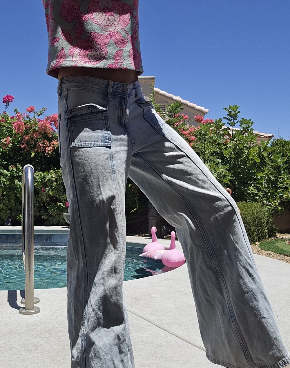 Low Rise Baggy Flare Leg Jeans